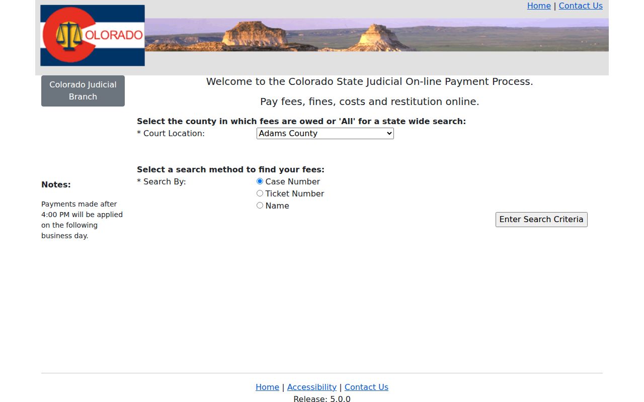 Otero County court records online payment search fields