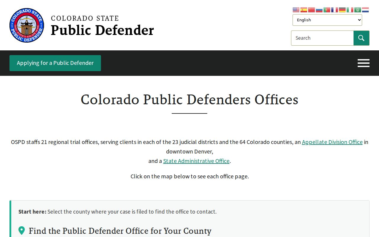 Otero County criminal court records Colorado public defender directory