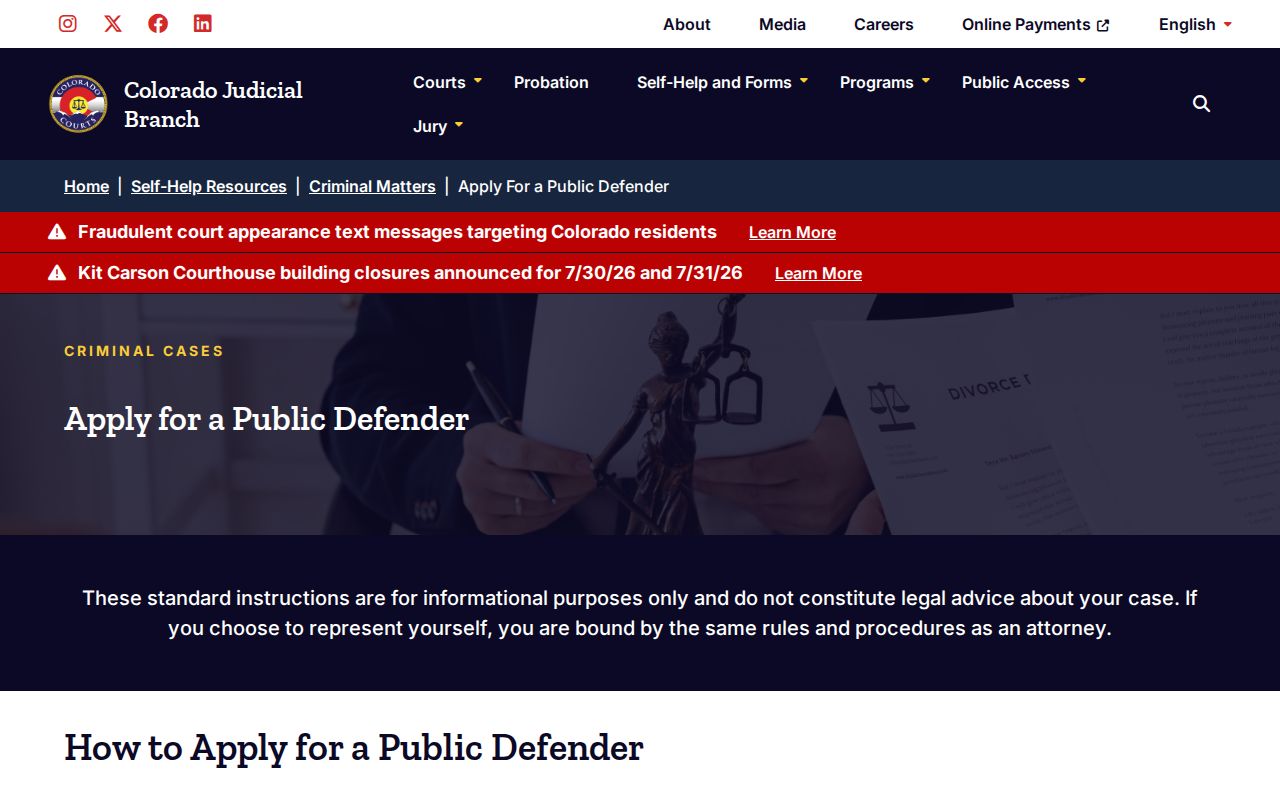 Otero County criminal court records public defender application source