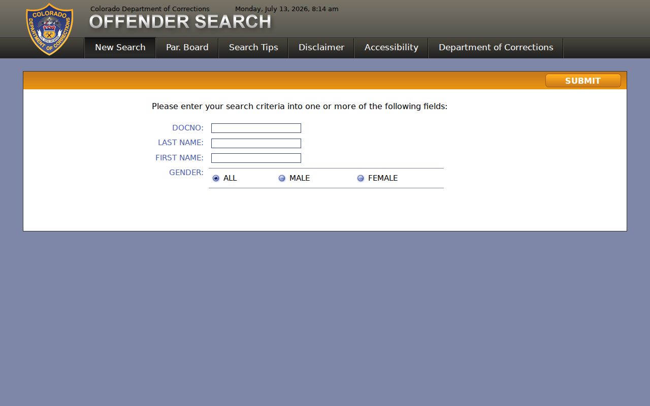 Otero County inmate search using the Colorado Department of Corrections offender locator