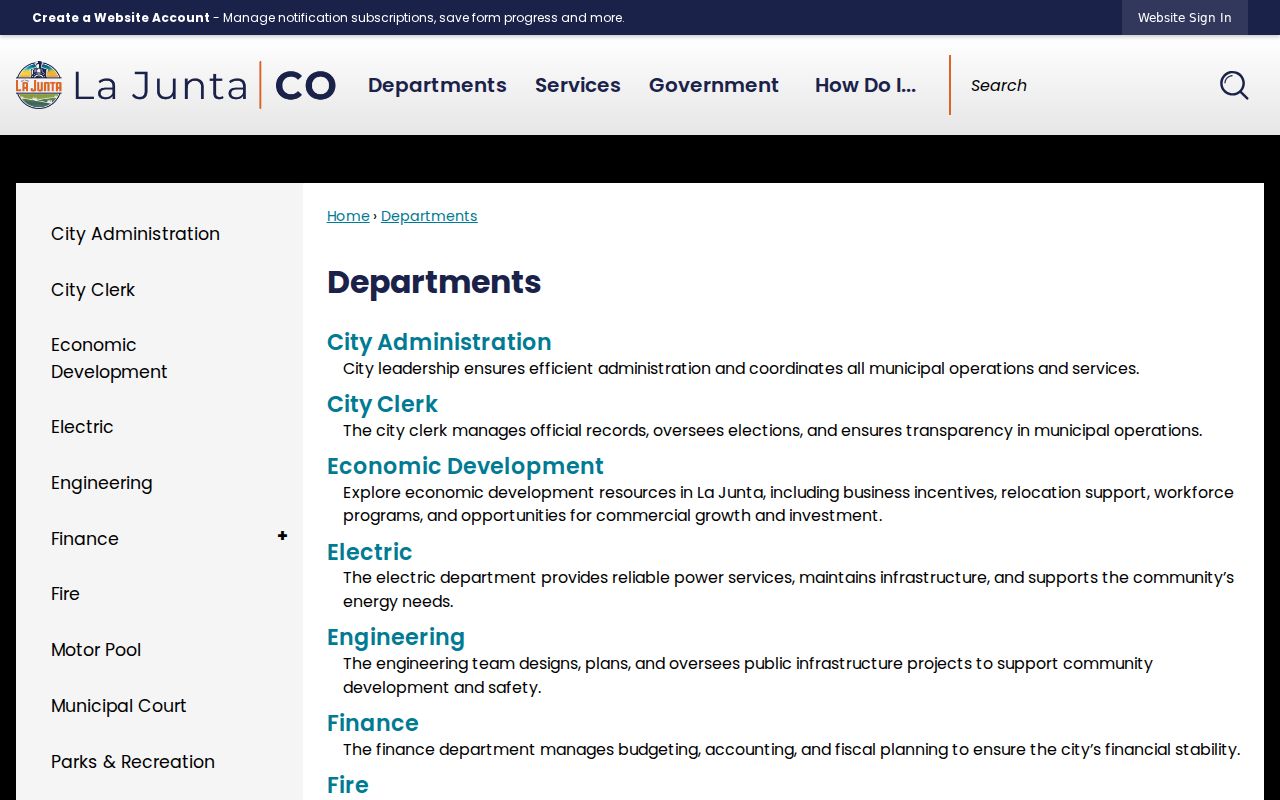 Otero County probate records contrast with La Junta Municipal Court departments page