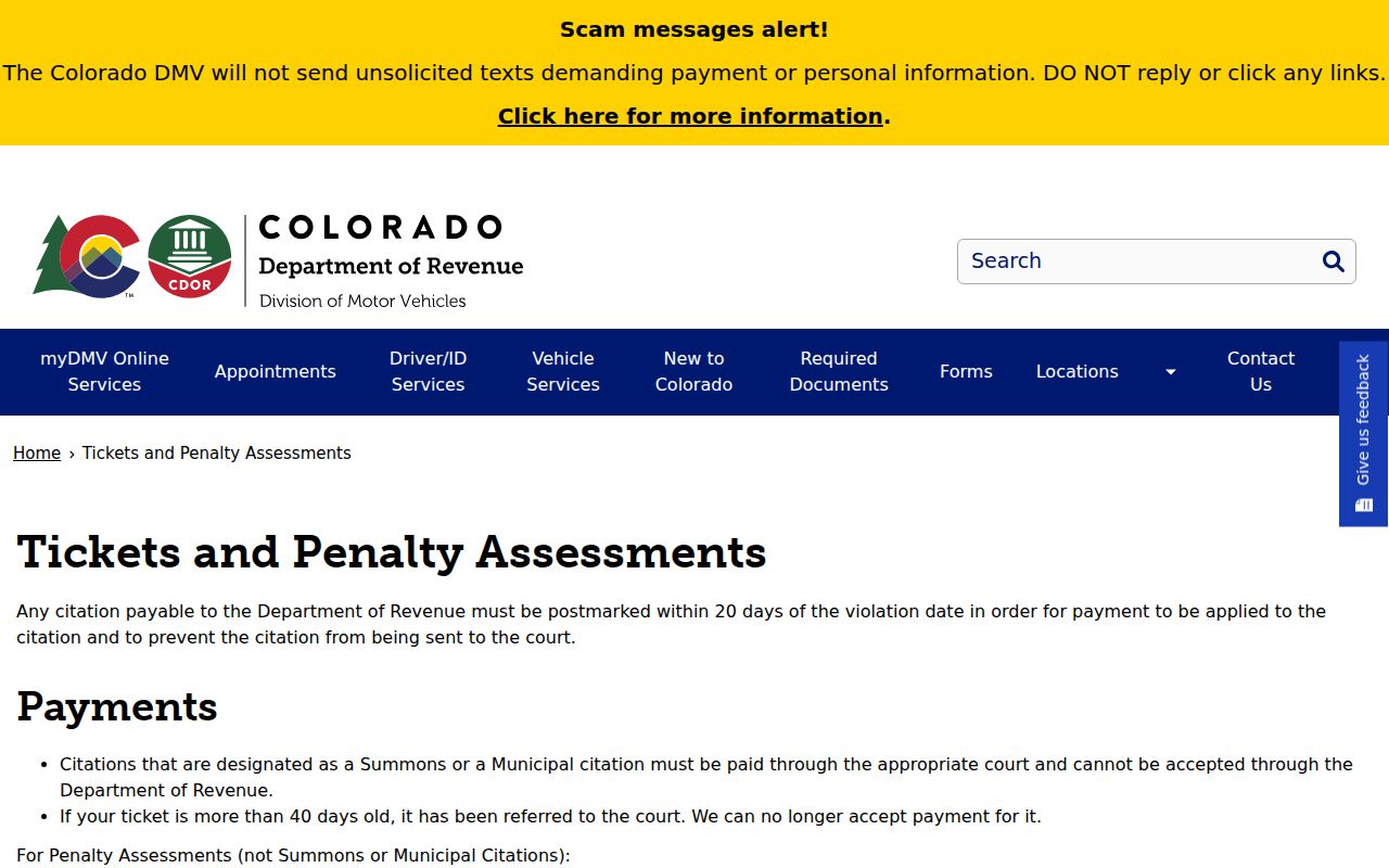 Otero County traffic court records payment and ticket search through Colorado Judicial Online Payments